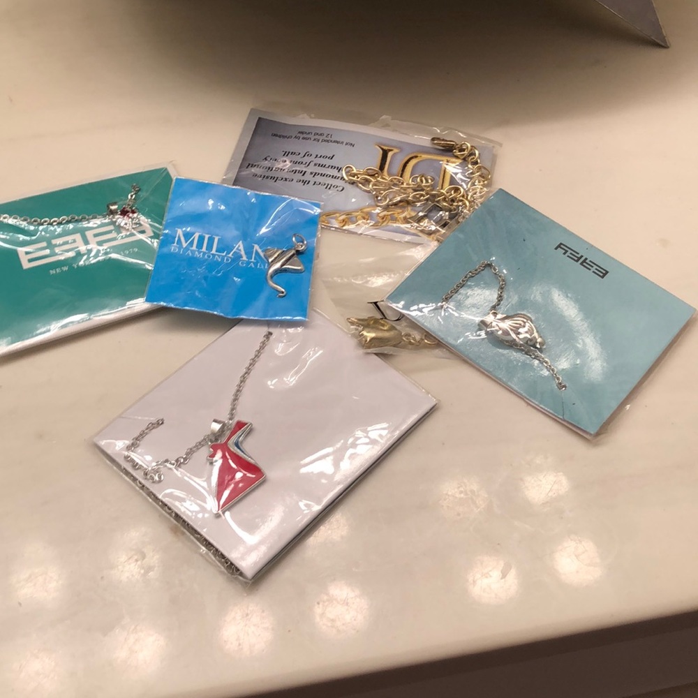 Costume Jewelry bundle- EAFY- 4 necklaces, 1 charm bracelet, 3 charms 8 pc